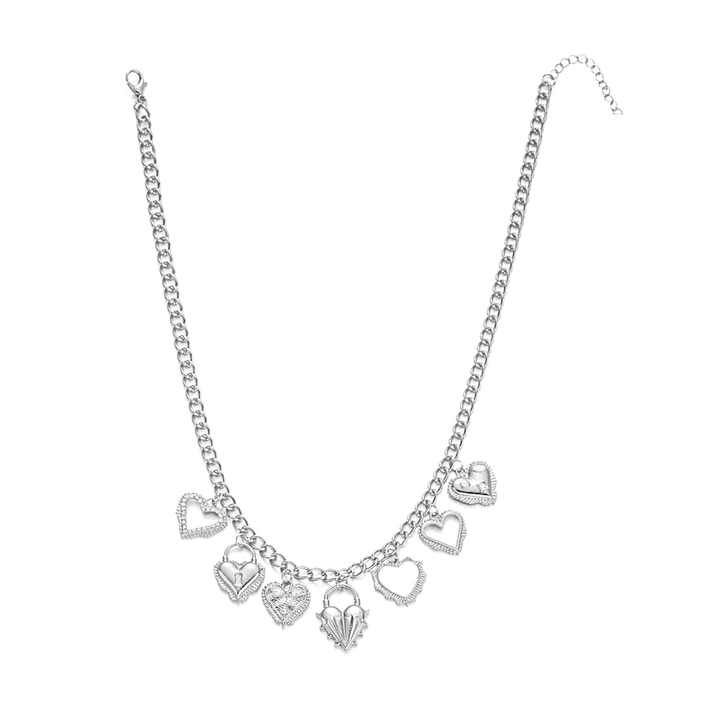 Multiple Sacred Heart Pendant Necklace