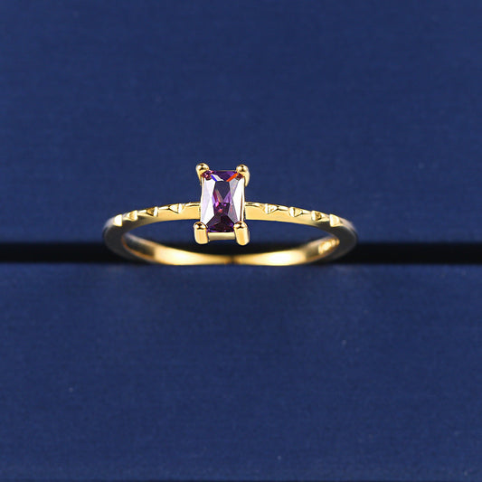 Women's Simple Inlaid Purple Zircon Thin Ring