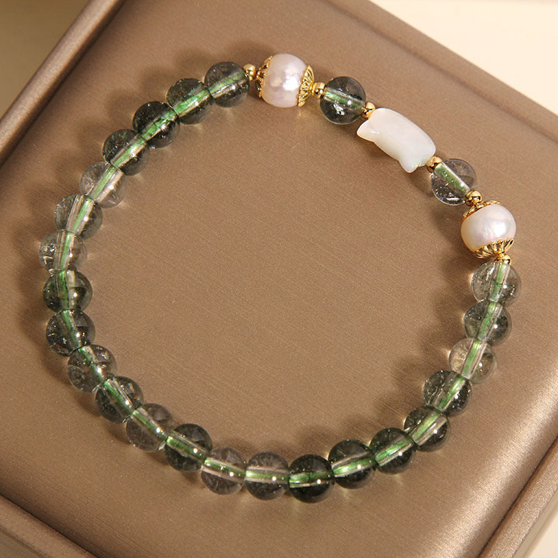 Green Phantom Quartz Bracelet Female Light Luxury Minority Exquisite Sweet Shell Kitten