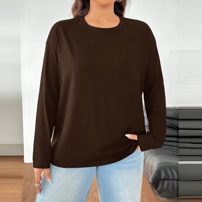 Women's Solid Color Loose Round Neck Top