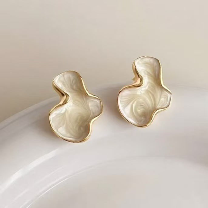 French Geometric Cloud Stud Earrings For Women