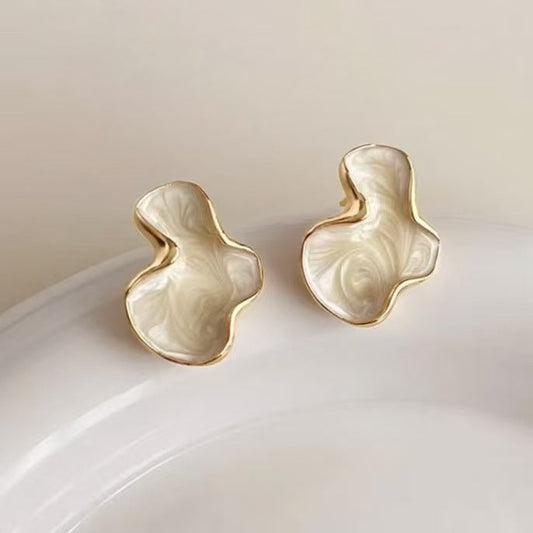 French Geometric Cloud Stud Earrings For Women