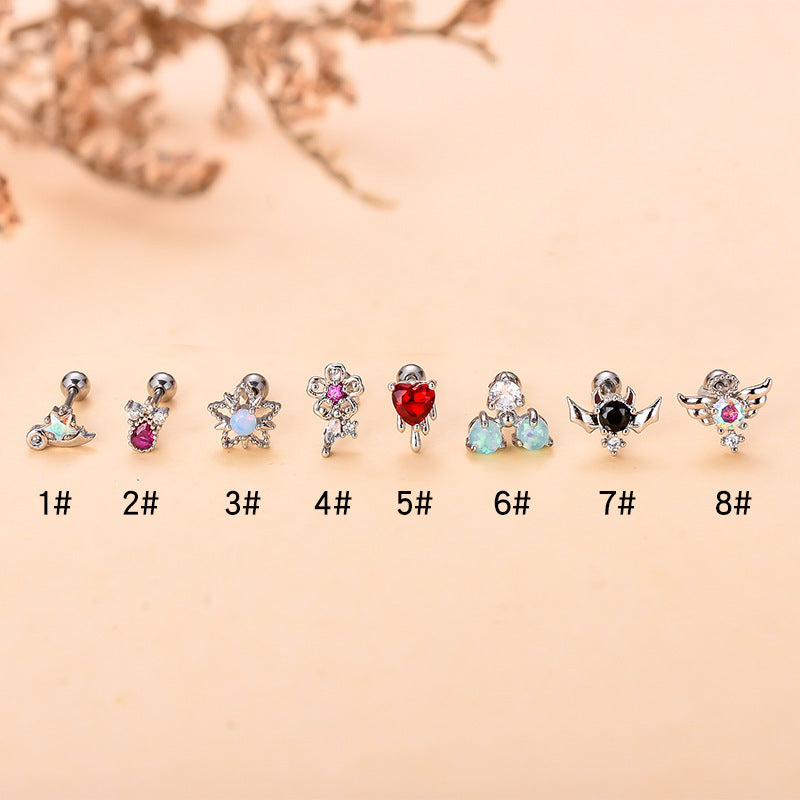 Women's Vintage Love Five-pointed Star Diamond Stud Earrings