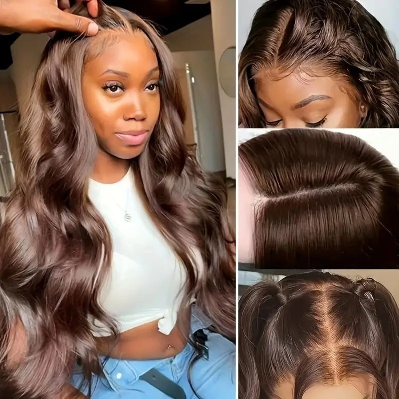 Front Lace Fashion Dark Brown Wig Big Wave Long Curly Wig Head Cover
