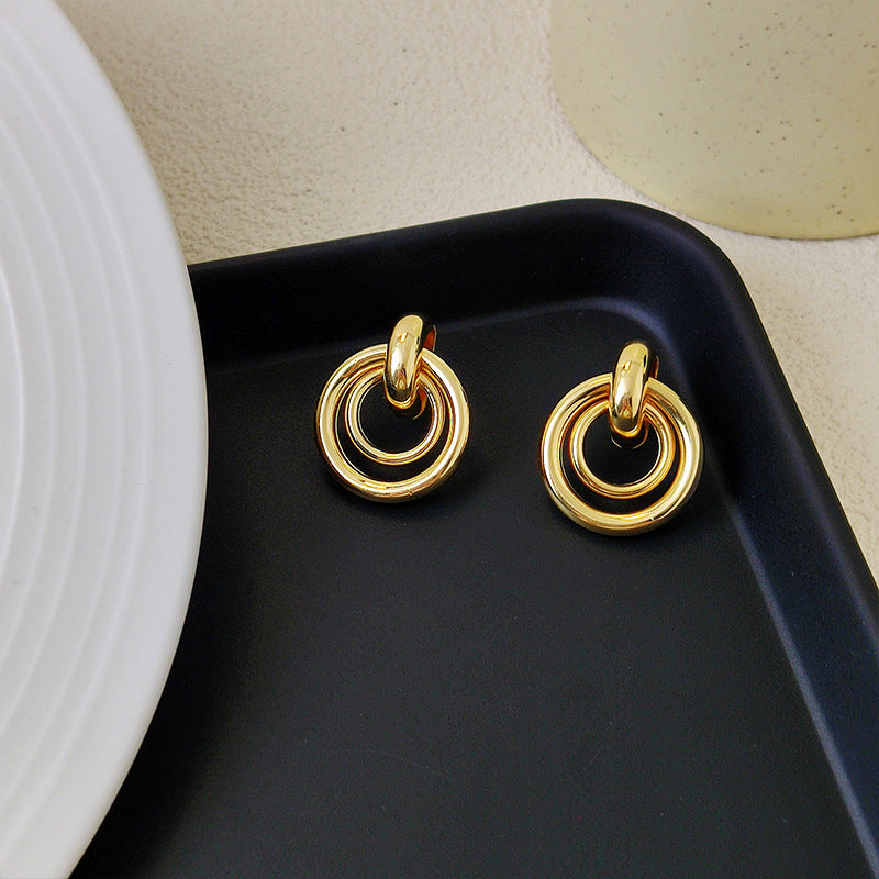 Simple Geometric Round Ring Earrings Women