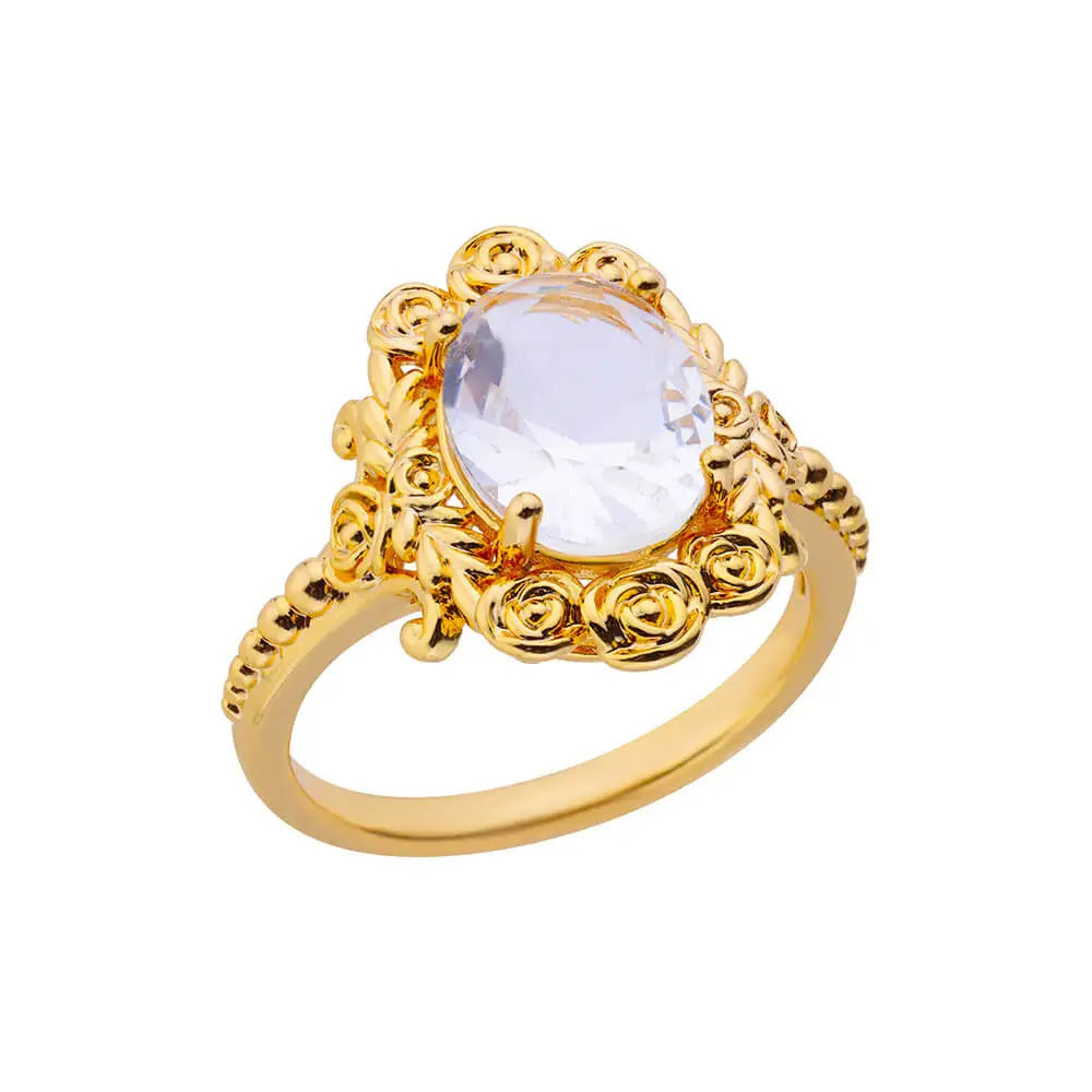 Mild Luxury Retro 18K Gold Plated Love Emerald Ring