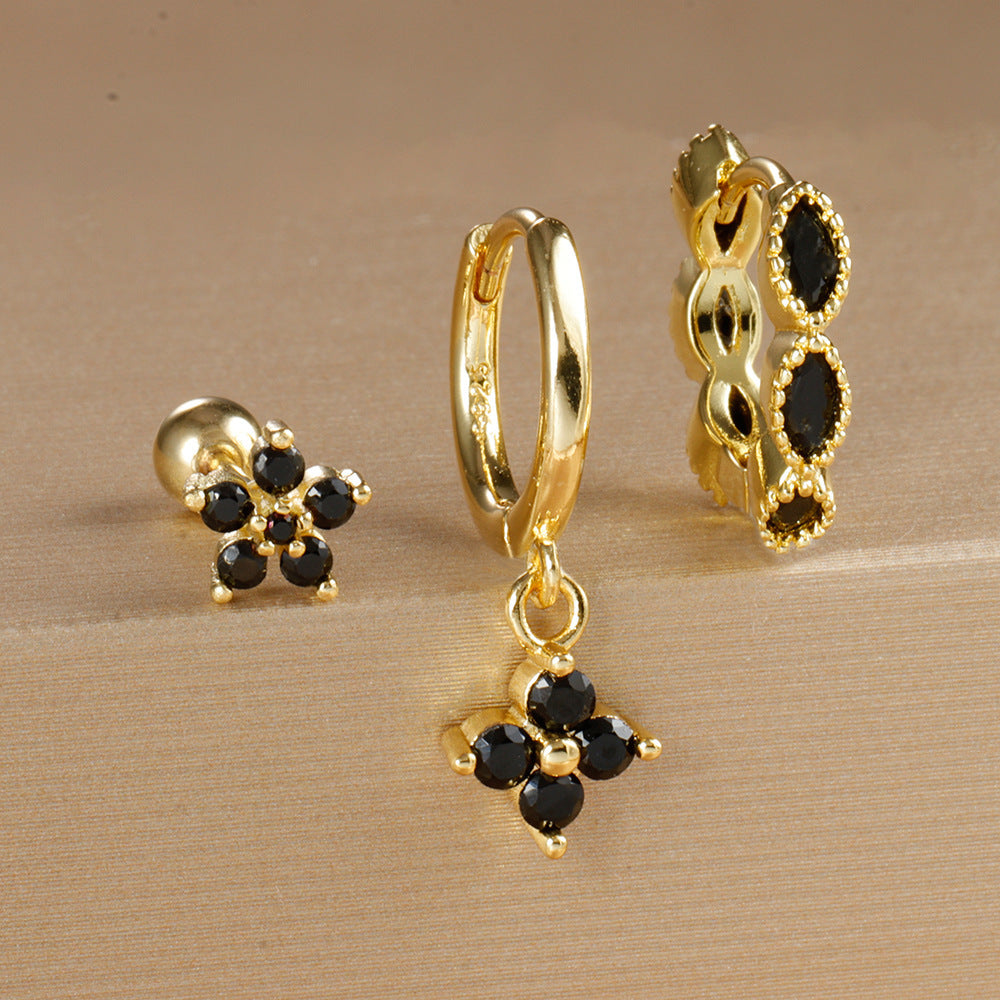 Crystal Flowers Geometric High-grade Cartilage Piercing Earrings