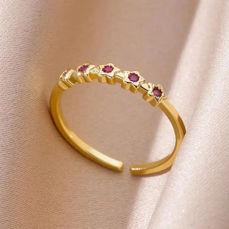 Mild Luxury Retro 18K Gold Plated Love Emerald Ring