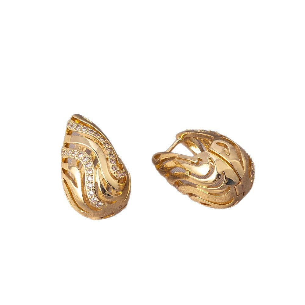 Double-layer Water Drop Hollow-out Retro Earrings