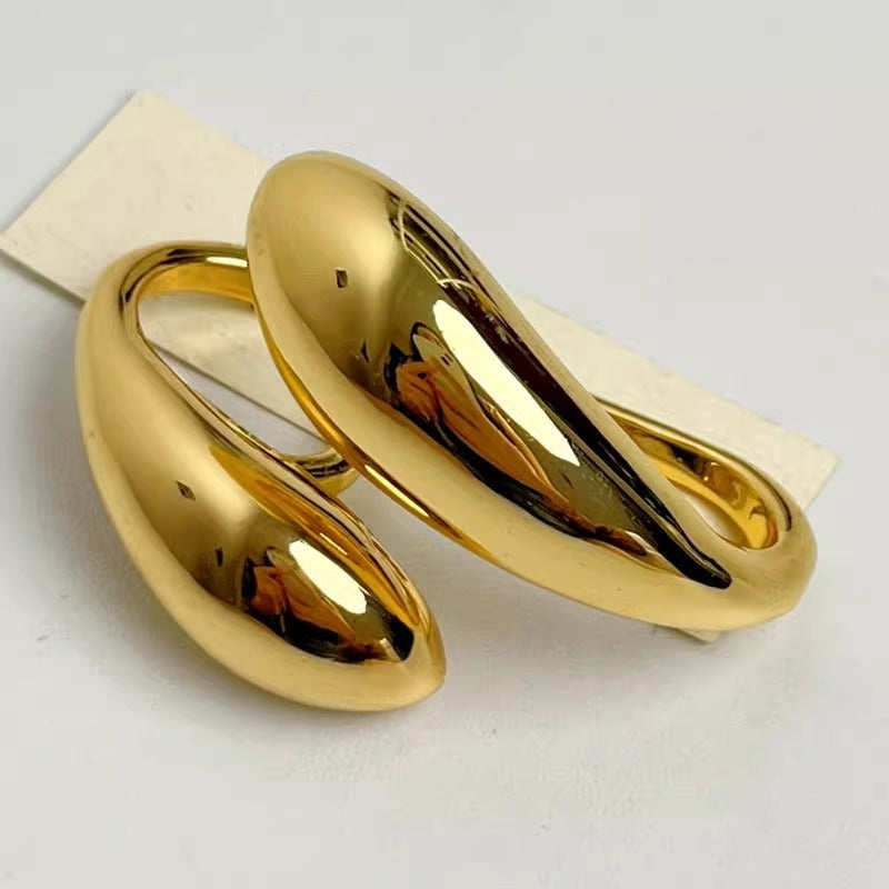 Simple Glossy Metal Water Drop Opening Light Luxury High-grade Double Ring