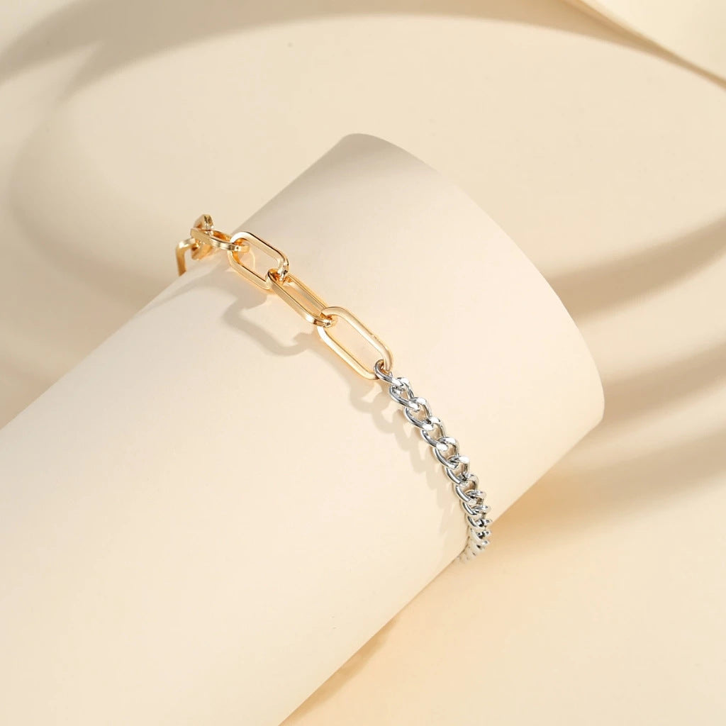 Women's Gold-plated Exquisite Minority All-match Simple Gold And Silver Stitching Bracelet