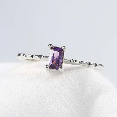 Women's Simple Inlaid Purple Zircon Thin Ring