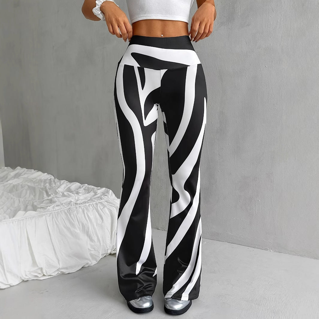 Bell-bottom Pants Fashion Printed High Waist Sheath Casual Pants