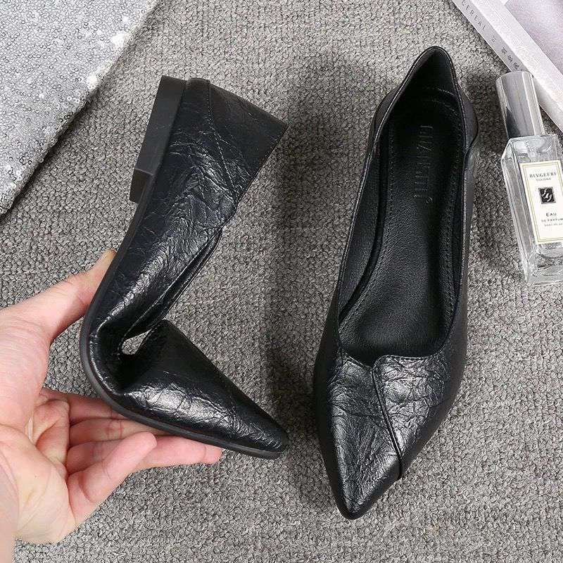 Pointed Thick-heeled Shoes Baotou Mid-heeled High-heeled Large Size Women's Shoes