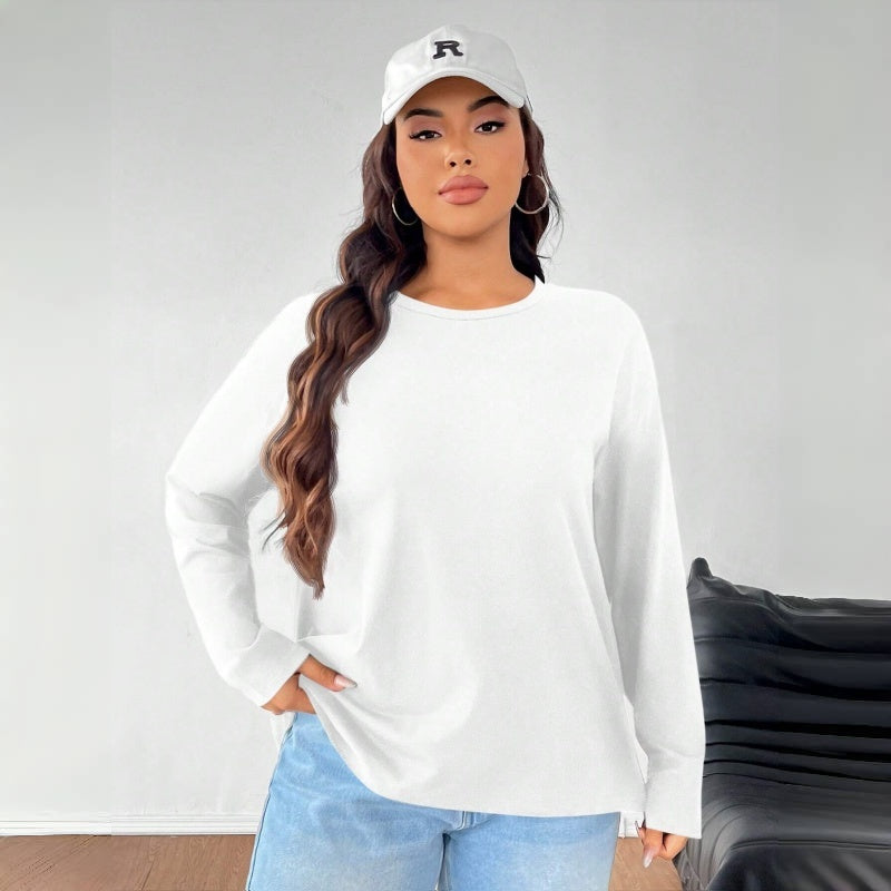 Women's Solid Color Loose Round Neck Top