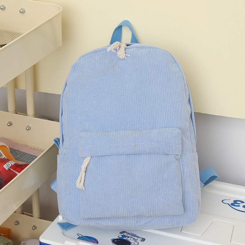 Solid Color Fashion Female Corduroy Backpack