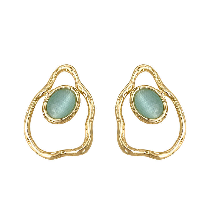 Geometric Irregular Plating 18K Real Gold Sterling Silver Needle Earrings