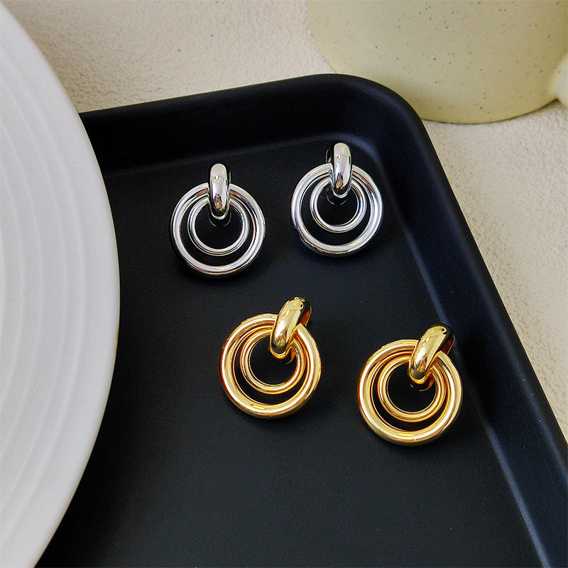Simple Geometric Round Ring Earrings Women