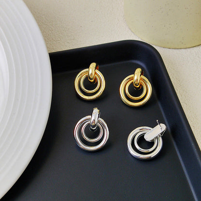 Simple Geometric Round Ring Earrings Women