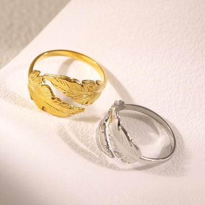 Women's Fashion Stainless Steel Popular Feather Ring