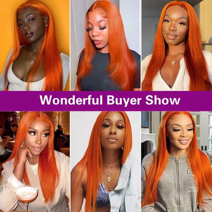 Front Lace Wig Orange Lace Straight Hair