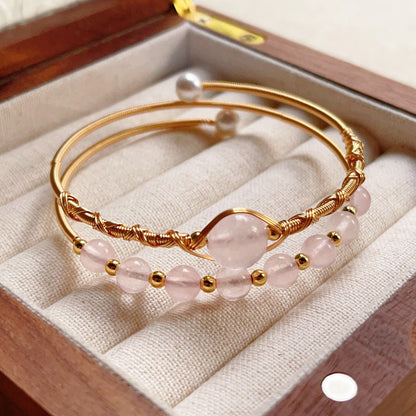 Natural Tiger Eye Grey Moonlight Pearl Strawberry Crystal Bracelet