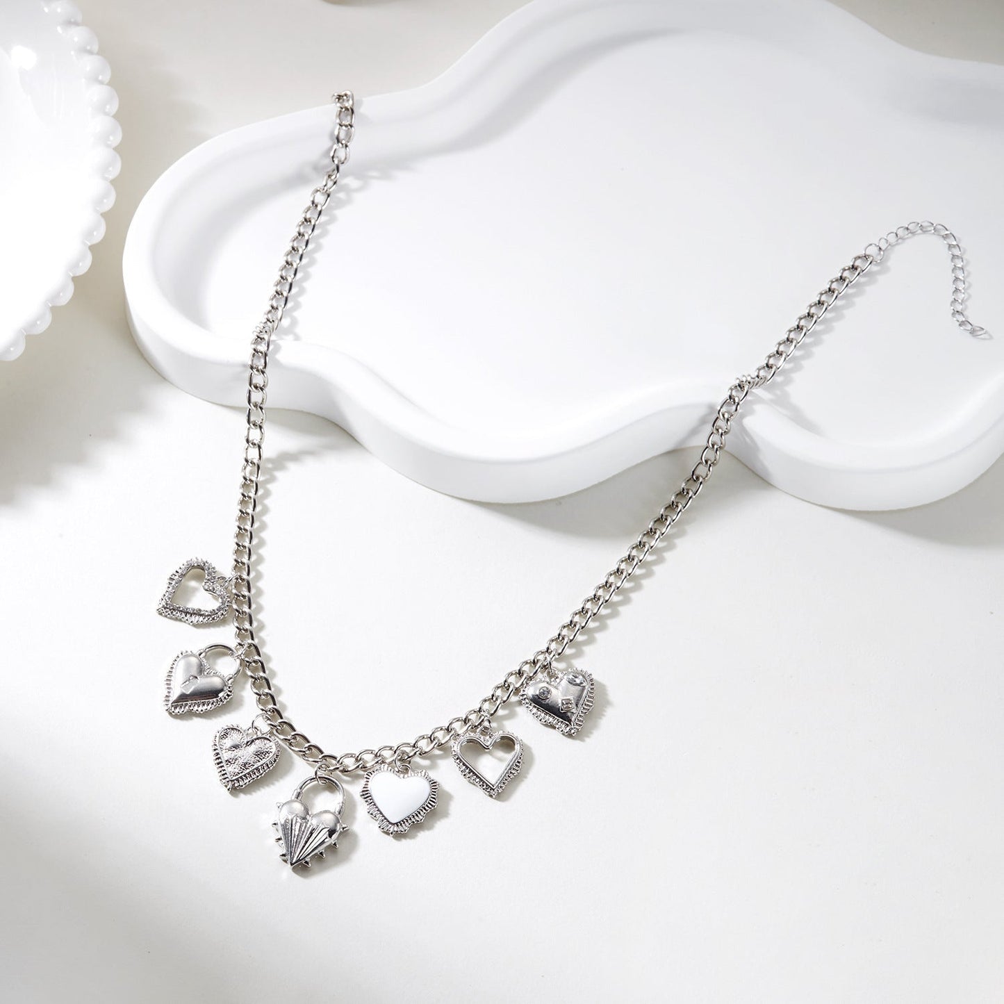 Multiple Sacred Heart Pendant Necklace