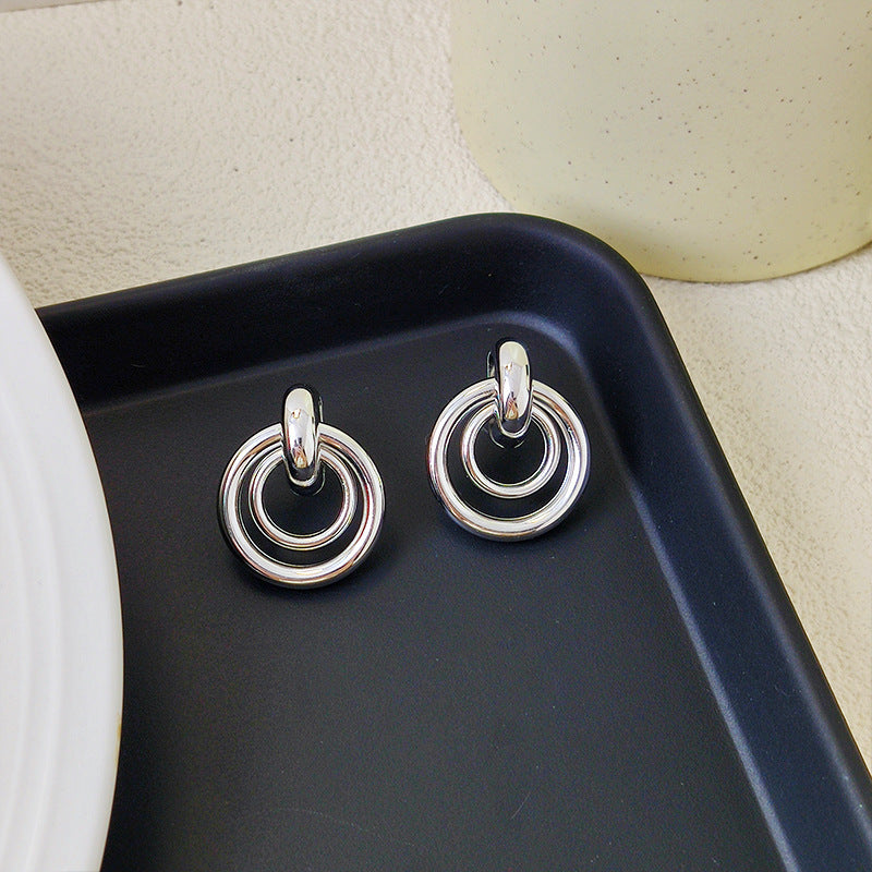 Simple Geometric Round Ring Earrings Women