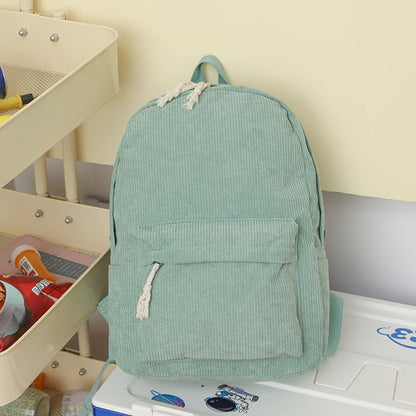 Solid Color Fashion Female Corduroy Backpack