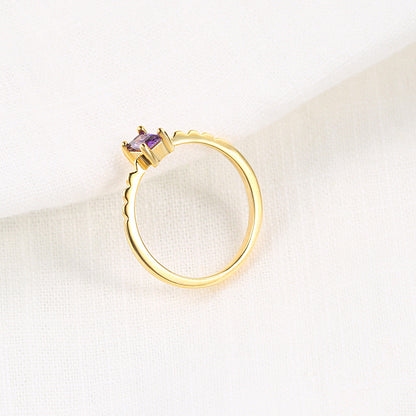 Women's Simple Inlaid Purple Zircon Thin Ring