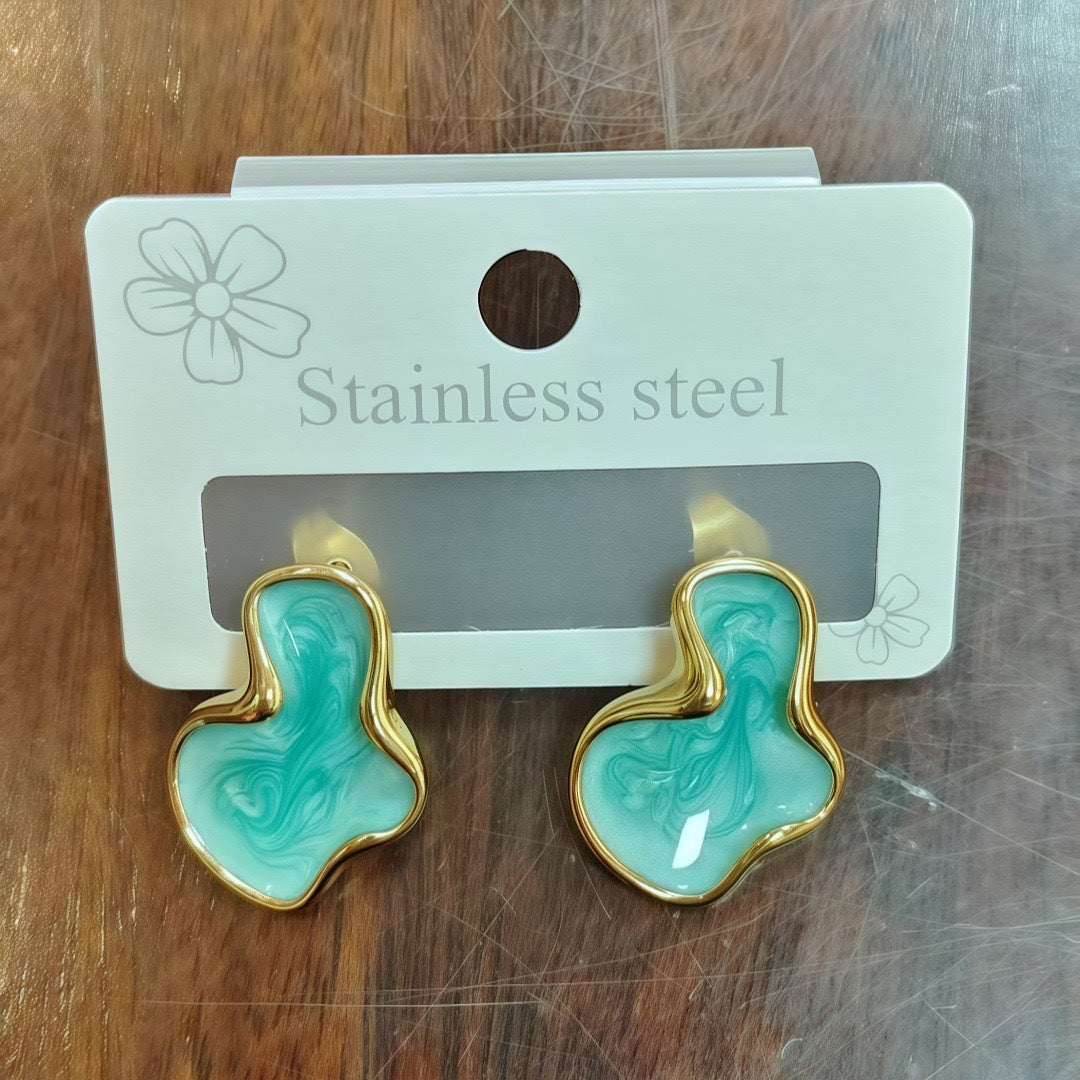 French Geometric Cloud Stud Earrings For Women