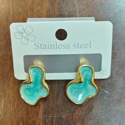 French Geometric Cloud Stud Earrings For Women