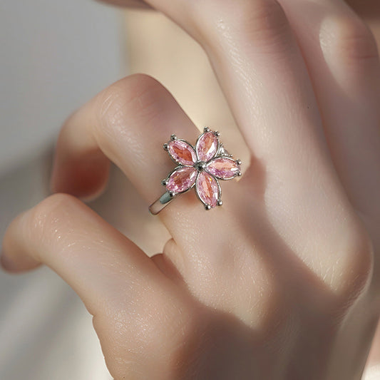 New Spinning Ring Female Cherry Zircon