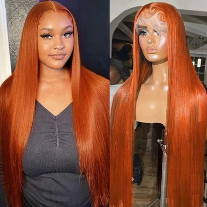 Front Lace Wig Orange Lace Straight Hair