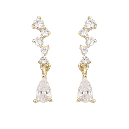 925 Sterling Silver Water Drop Zircon Earrings Women's Exquisite