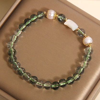 Green Phantom Quartz Bracelet Female Light Luxury Minority Exquisite Sweet Shell Kitten