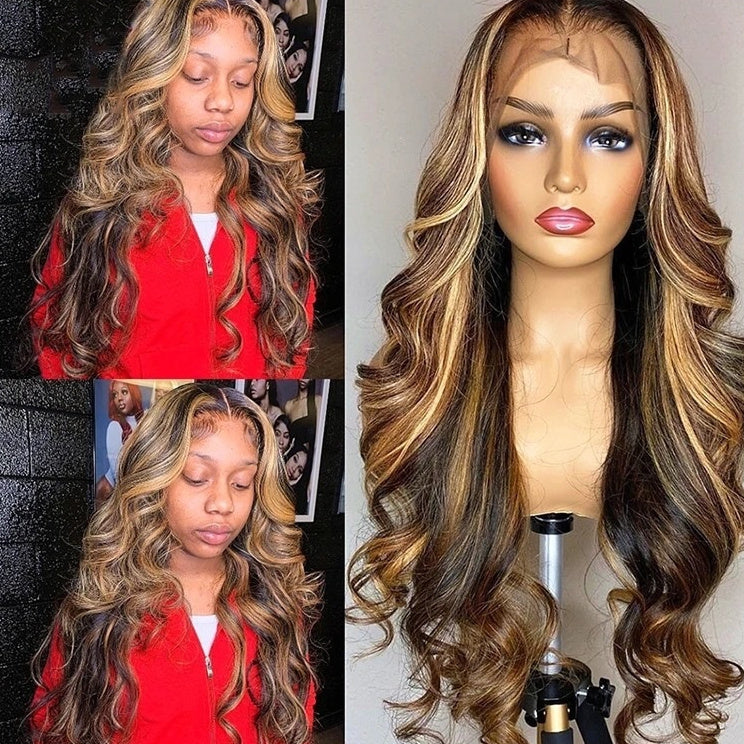 Front Lace Wig 134 Gradient Color Long Curly Wig Head Cover