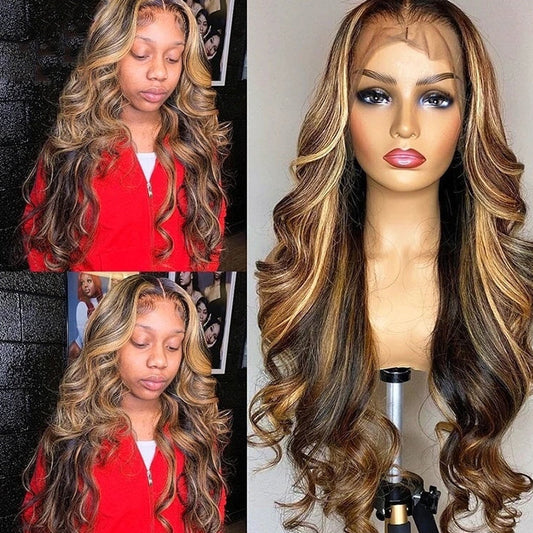 Front Lace Wig 134 Gradient Color Long Curly Wig Head Cover