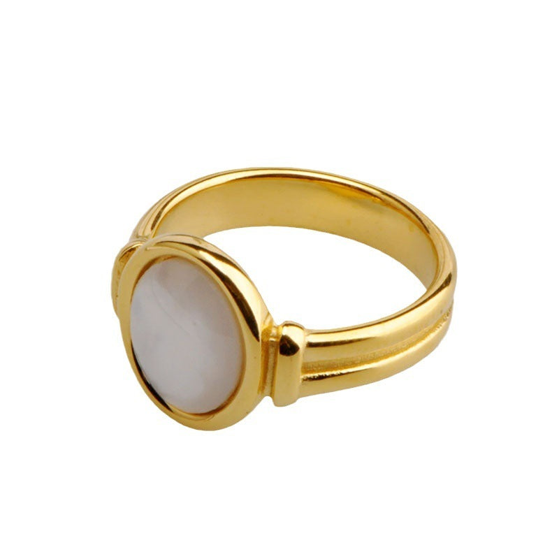 Women's Arc White Shell Fritillary Oval Ring