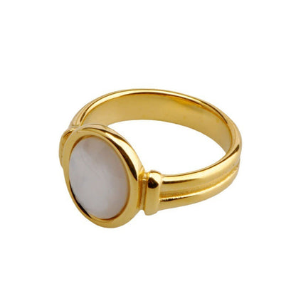 Women's Arc White Shell Fritillary Oval Ring