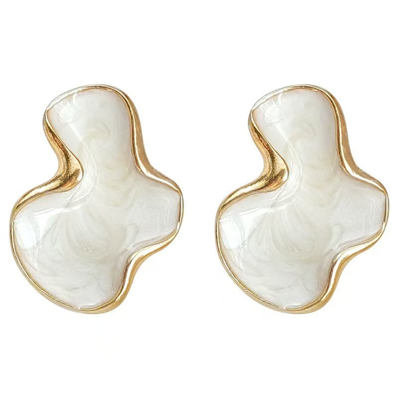 French Geometric Cloud Stud Earrings For Women