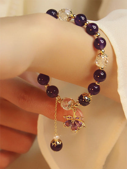 Purple Maple Natural Uruguay Amethyst Bracelet Maple Leaf