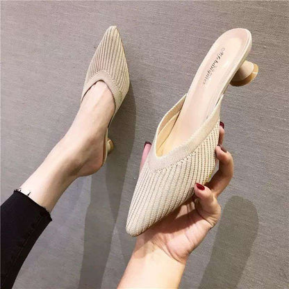 Pointed Thick-heeled Shoes Baotou Mid-heeled High-heeled Large Size Women's Shoes