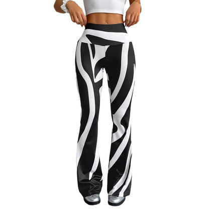 Bell-bottom Pants Fashion Printed High Waist Sheath Casual Pants