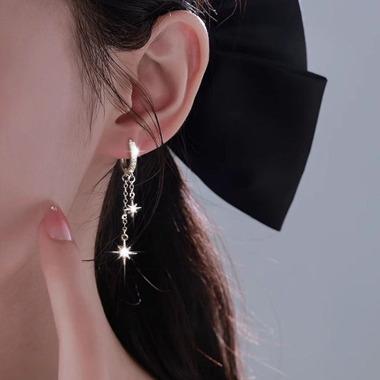 Summer High-grade Eight Awn Star Zircon Earrings For Women