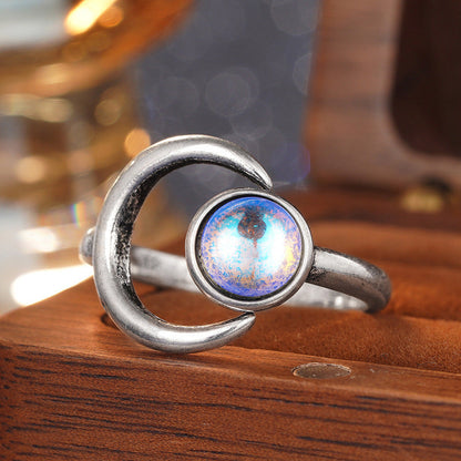 Moon Ring Star Ball Exquisite Moonstone Ring