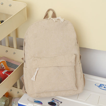 Solid Color Fashion Female Corduroy Backpack