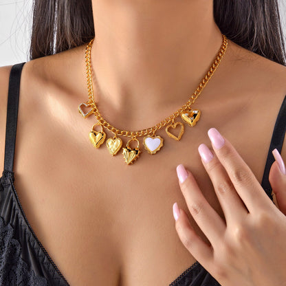 Multiple Sacred Heart Pendant Necklace