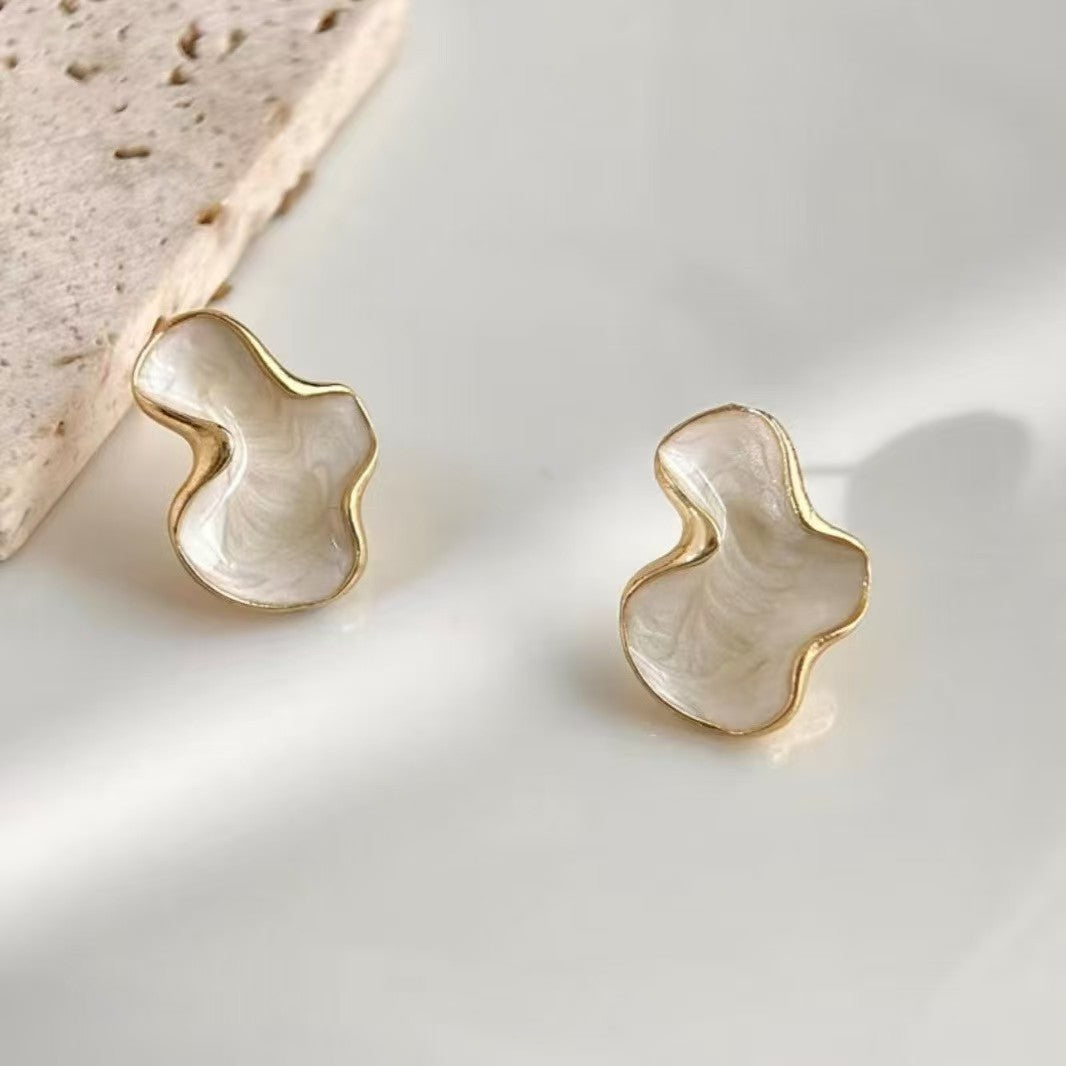 French Geometric Cloud Stud Earrings For Women