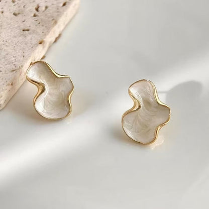 French Geometric Cloud Stud Earrings For Women